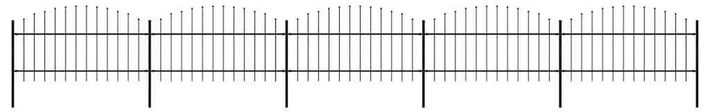 vidaXL Φράχτης Κήπου με Κορυφή Δόρυ από Ατσάλι 892,5 x 125 εκ. Μαύρος