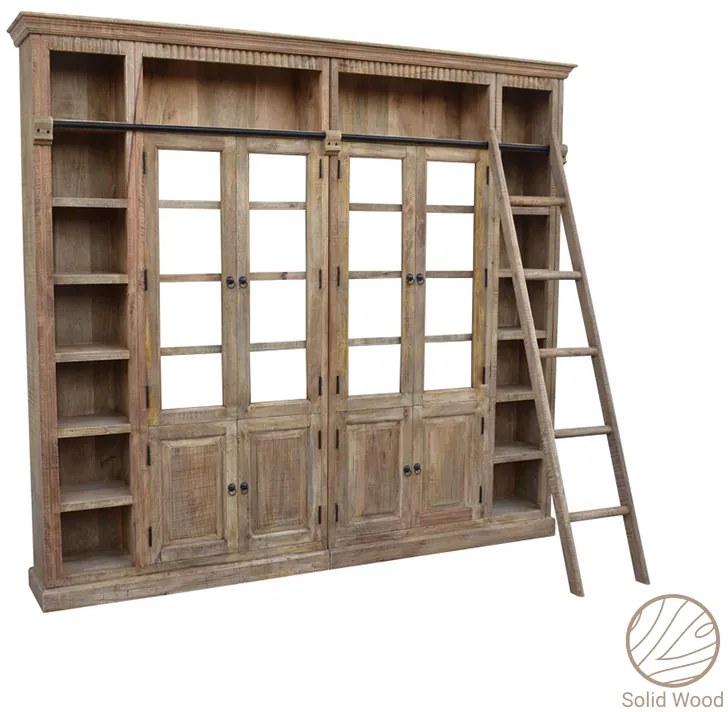 Βιβλιοθήκη Librardy Inart lime wash μασίφ mango ξύλο 247x35x220εκ - 293-000002