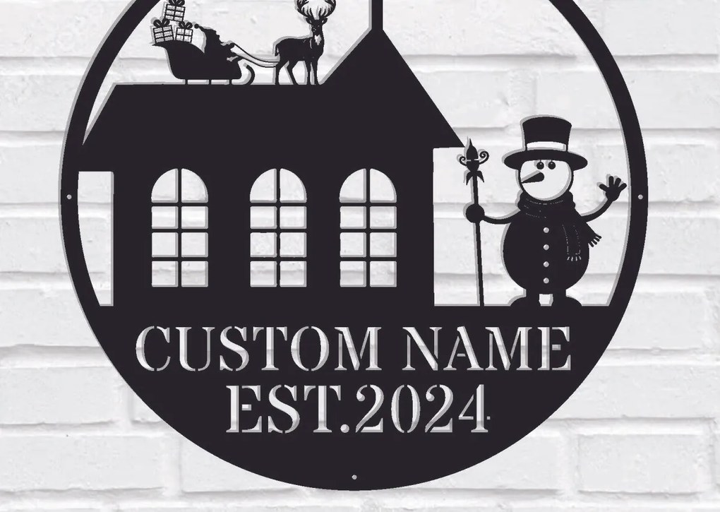 Σετ των 2 Intra απο ξύλο plywood 3mm-4mm πάχος Χριστουγεννιάτικη μεταλλική πινακίδα χιονάνθρωπος Δίασταση 15x15 cm INTRAFABR-112218803