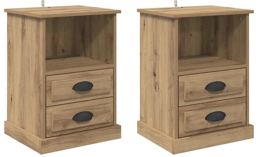 vidaXL Κομοδίνο 2 pcs artisan δρυς 43 x 36 x 60 εκ Επεξεργασμένο ξύλο