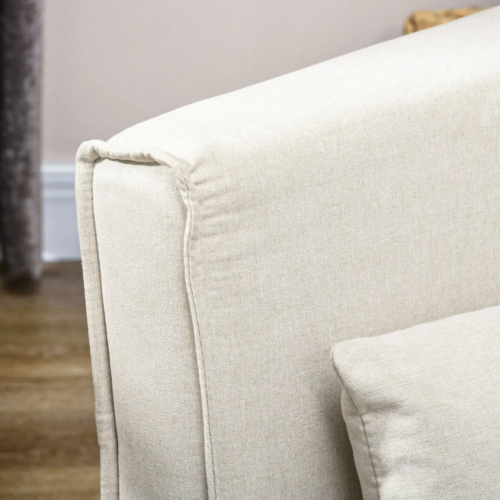 HOMCOM Πολυθρόνα-Κρεβάτι, 6-Θέσεων Ρυθμιζόμενη Πλάτη, Απομίμηση Λινού, έως 120 kg, Κρεμ