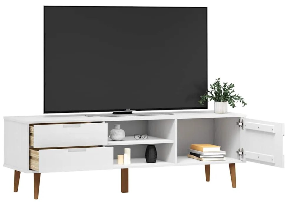 vidaXL Έπιπλο Τηλεόρασης MOLDE Λευκό 158x40x49 εκ. Μασίφ Ξύλο Πεύκου