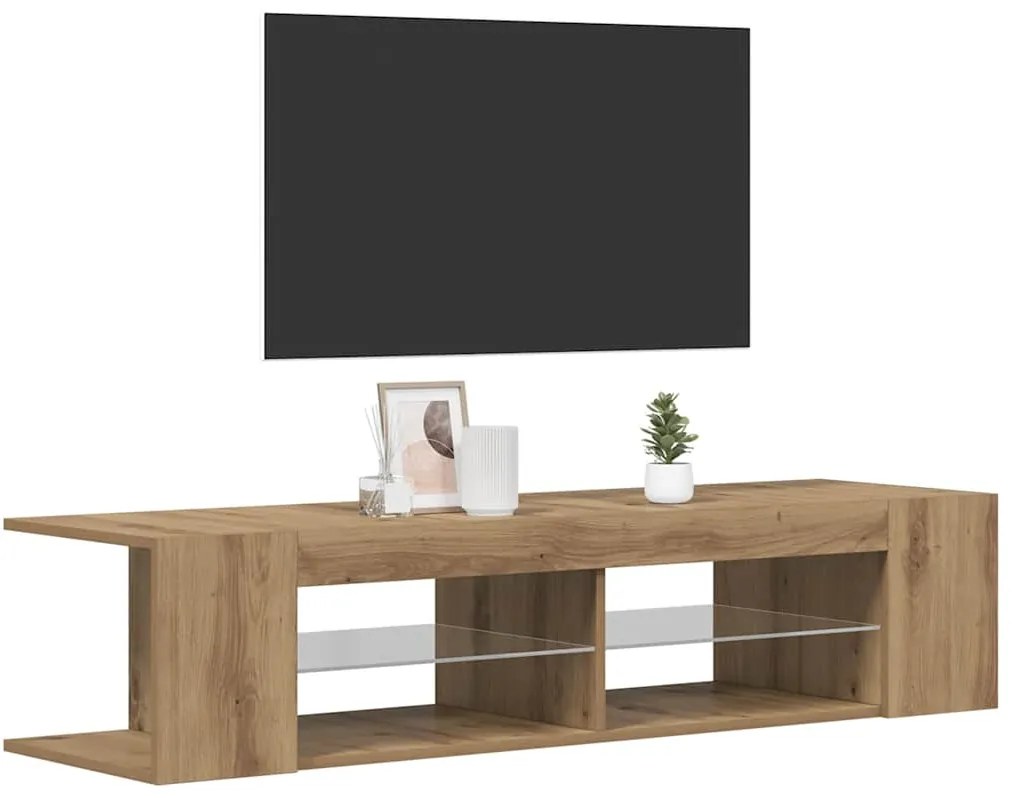 vidaXL Έπιπλο Τηλεόρασης με LED Αρτισιανή Δρυς 135x39x30 εκ Επεξ.Ξύλο