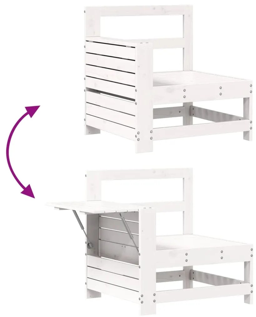 vidaXL Καναπές Κήπου με Μπράτσα &amp; Τραπεζάκι Λευκό Μασίφ Ξύλο Πεύκου