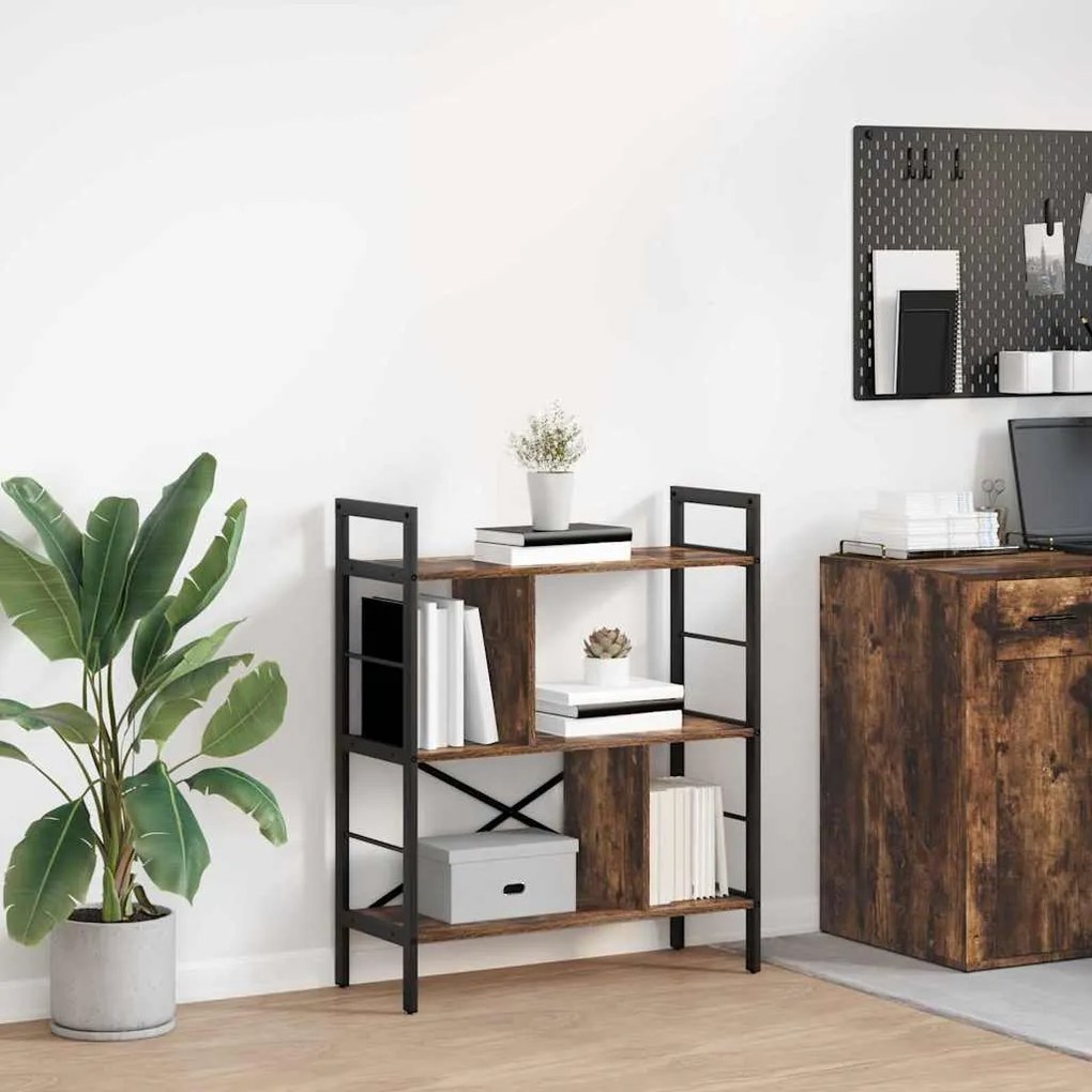 vidaXL Ράφι Βιβλίων Καπνιστό Δρύς 75 x 30 x 91 εκ. Επεξεργασμένο ξύλο