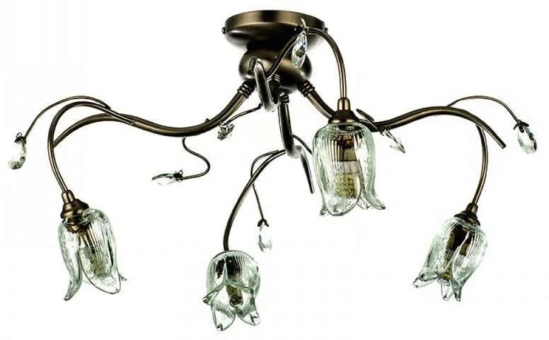 Φωτιστικό Οροφής-Πλαφονιέρα 5223-4/Φ 50x23cm 4xG9 Bronze Inlight Metal, Glass