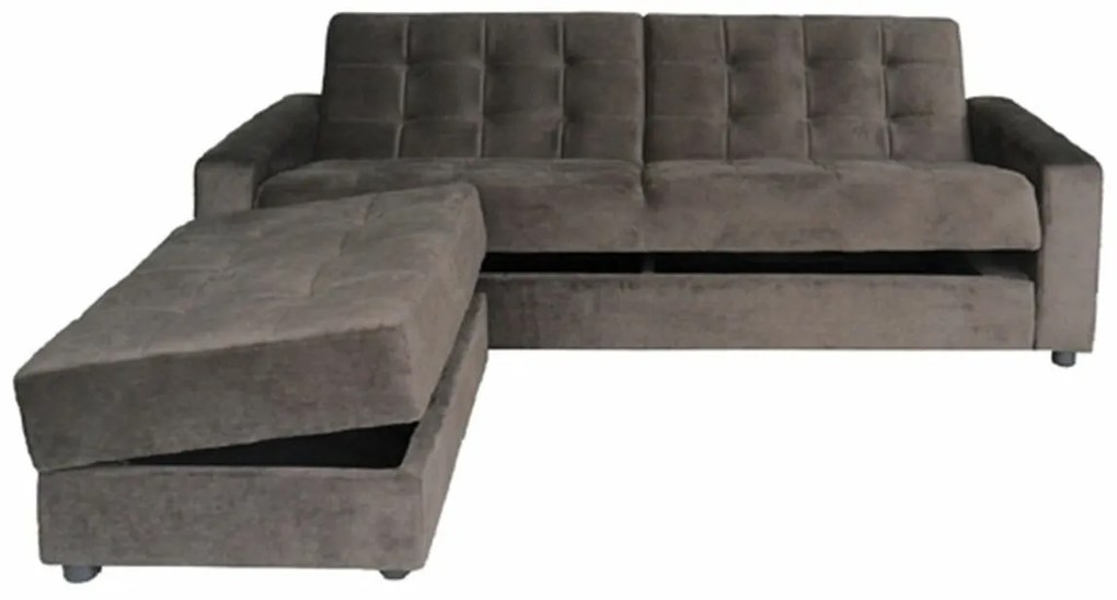 Καναπές κρεβάτι Mesa 208, Λειτουργία ύπνου, Γκρι, Καφέ,  Αποθηκευτικός χώρος, 193x81x77cm, Πόδια: Πλαστική ύλη