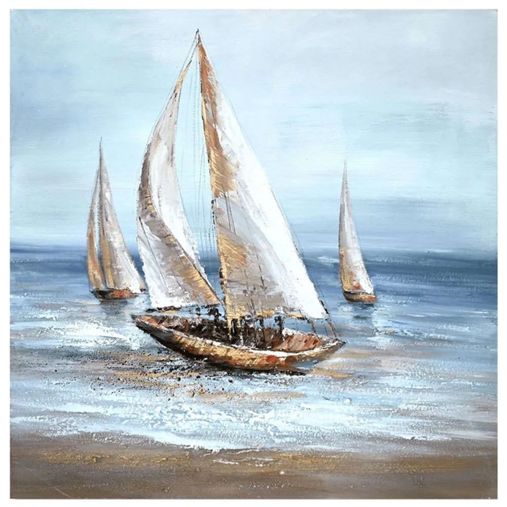 Πίνακας Καμβάς Sailer 296-000025 100x3x100cm Multi Inart Τετράγωνοι Καμβάς