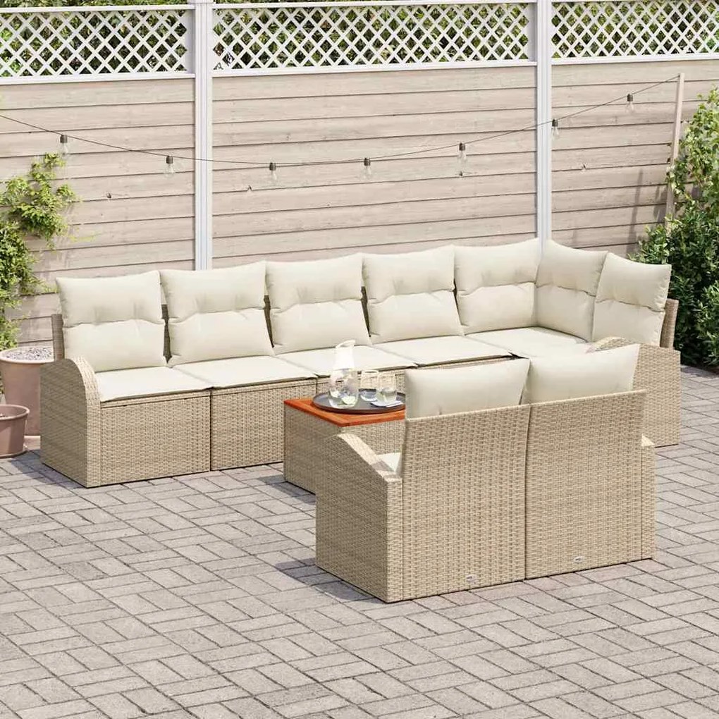 vidaXL Σετ Καναπέ Κήπου 9 pcs Beige, λευκό