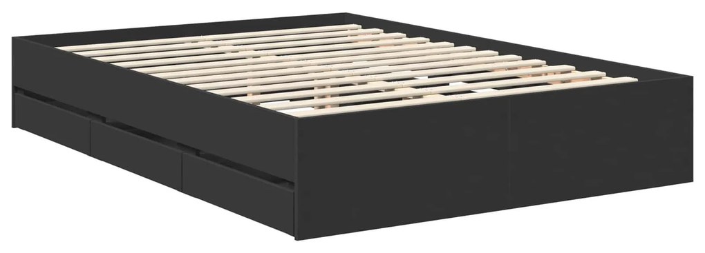 vidaXL Σκελετός Κρεβατιού Μαύρο 135 x 190 cm Μηχανήματος Ξύλο