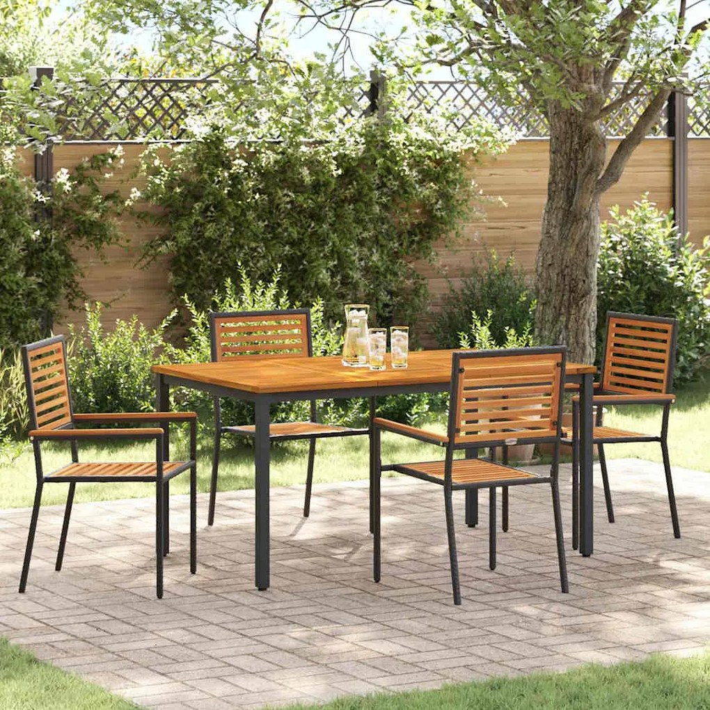 vidaXL Σέτ φαγητού για κήπο 5 pcs Μαύρο 150 x 90 x 75 cm