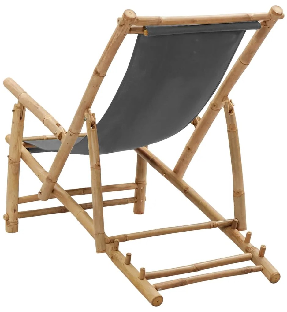 vidaXL Σεζλόνγκ Σκούρο Γκρι από Μπαμπού και Καραβόπανο