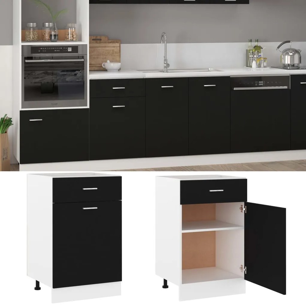 vidaXL Ντουλάπι με Συρτάρια "Lyon" Μαύρο 50x46x81,5 εκ. από Τεχνητό Ξύλο