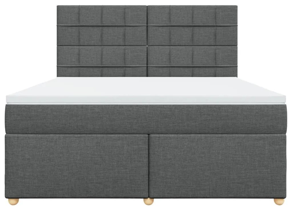 Κρεβάτι Boxspring με Στρώμα Σκούρο Γκρι 180x200 εκ Υφασμάτιν - Γκρι