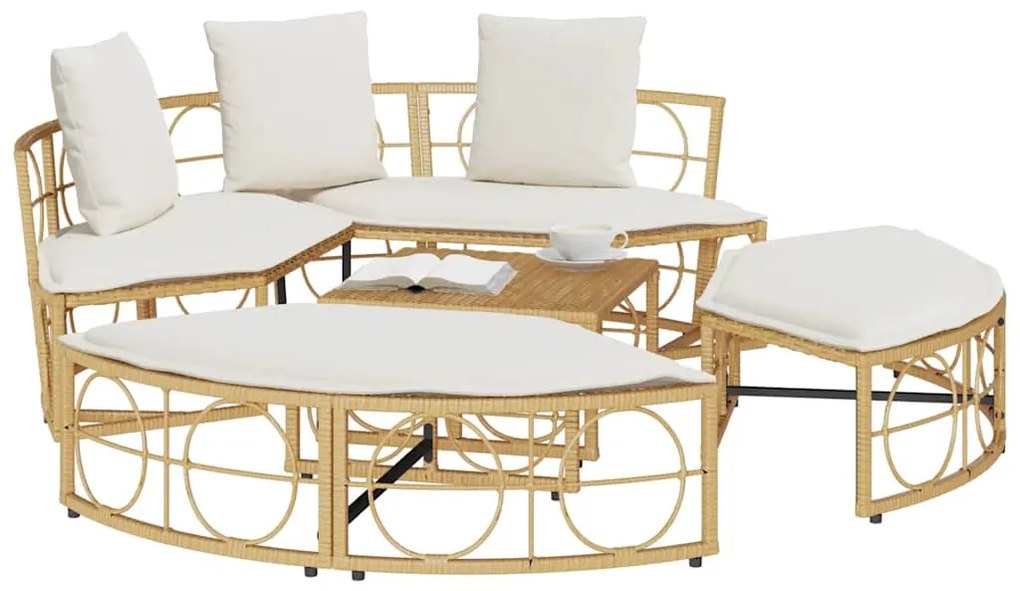 vidaXL Εξωτερική Lounge κρεβάτι χωρίς θόλο Poly Rattan