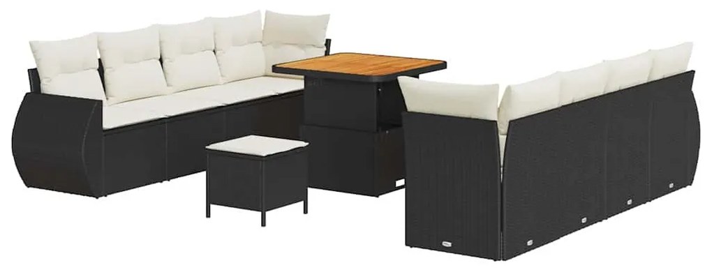vidaXL Σετ Καναπέ Κήπου με αποθήκευση 11 pcs Μαύρο Πολυ ράταν