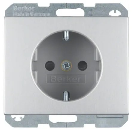Πρίζα Σούκο Ασφαλείας Αλουμίνιο Berker K.5 41357003 Hager-41357003-Αλουμίνιο 41357003