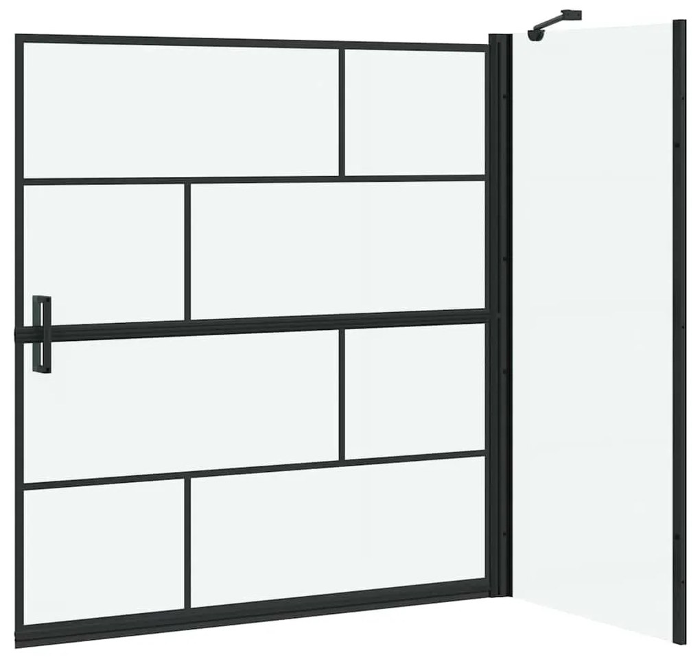 vidaXL Οθόνη ντους μπάνιου Μαύρο και Διαφανές 116 x 68 x 128 εκ.