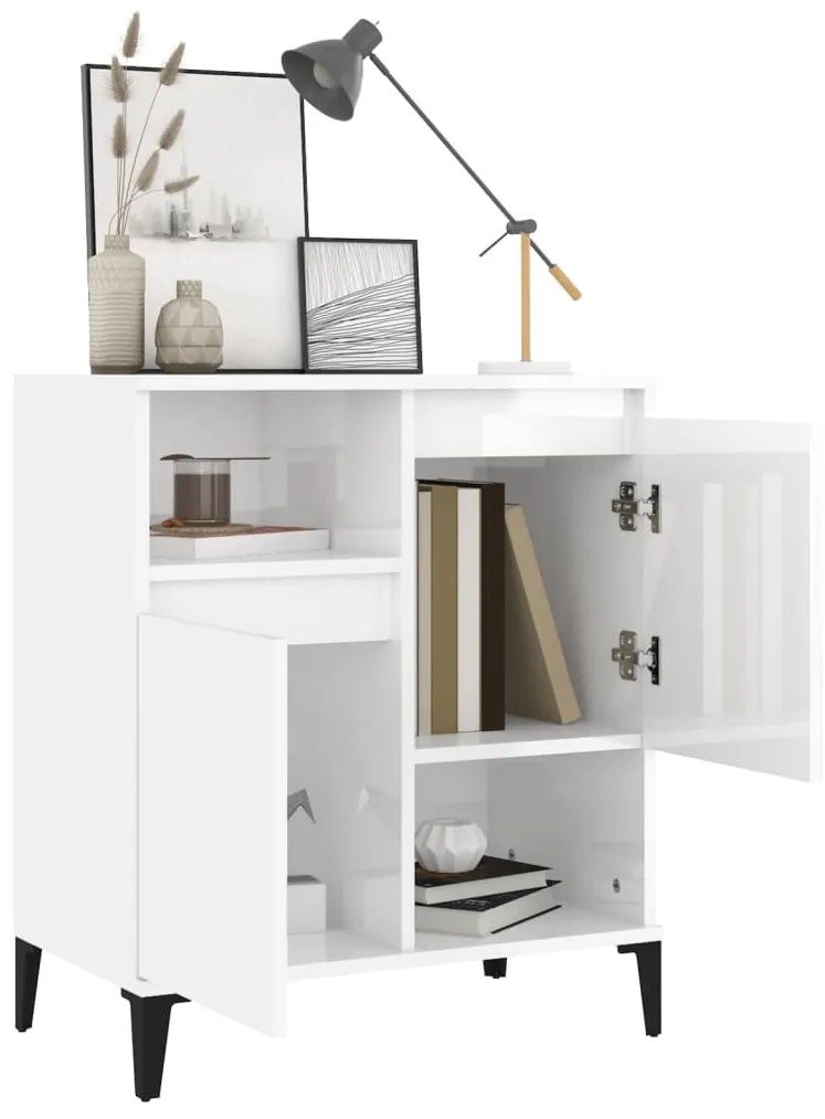 vidaXL Ντουλάπι Γυαλιστερό Λευκό 60x35x70 εκ. από Επεξεργασμένο Ξύλο