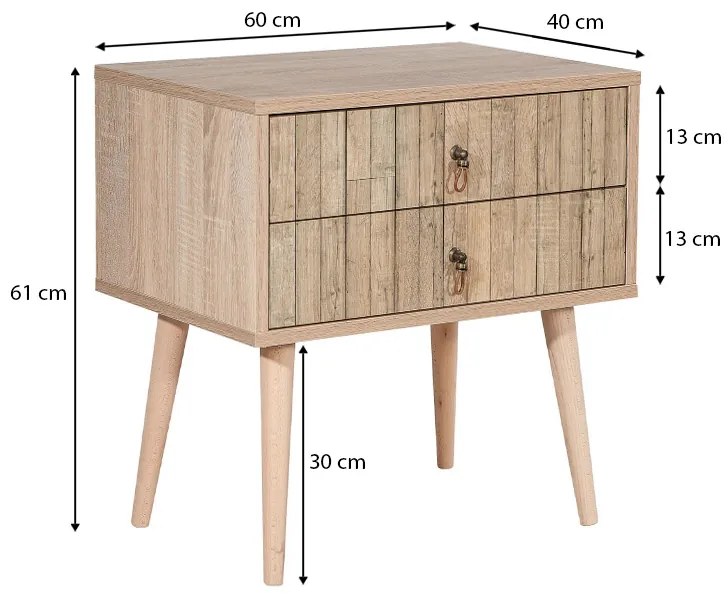 Κομοδίνο Soho Megapap από μελαμίνη χρώμα sonoma 60x40x61εκ.