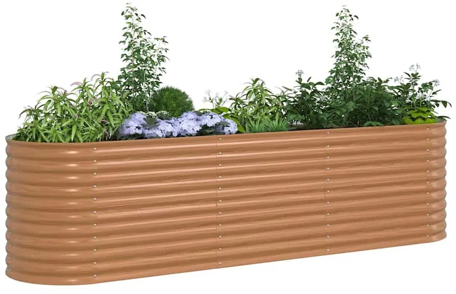 vidaXL Υπερυψωμένη Ζαρντινιέρα Καφέ 320 x 80 x 81 cm Ατσάλι