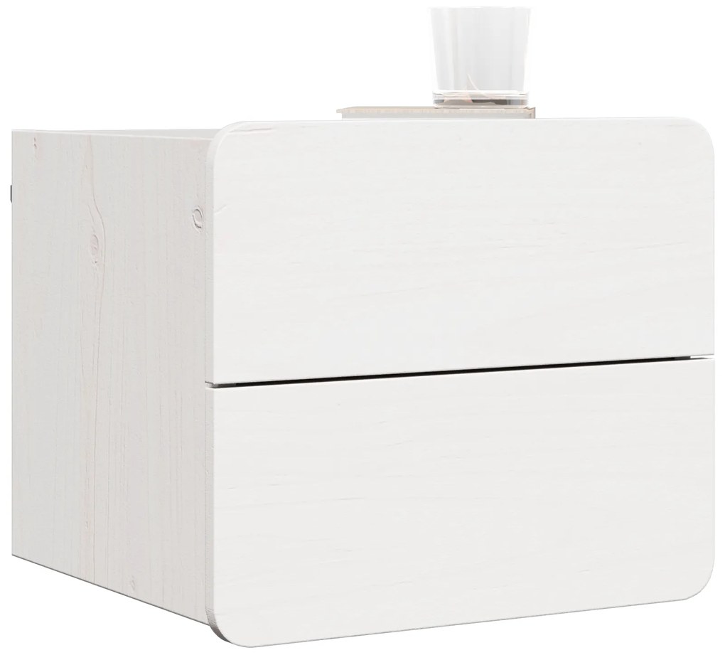 vidaXL Κομοδίνο με συρτάρι Λευκό 39 x 34 x 33 εκ. Μασίφ ξύλο πεύκου
