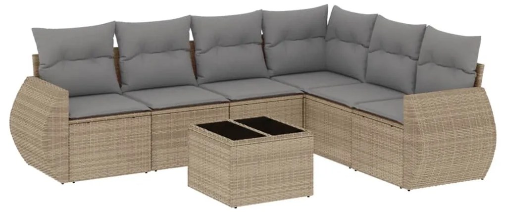 vidaXL Σαλόνι Κήπου Σετ 7 τεμ. Μπεζ Συνθετικό Ρατάν με Μαξιλάρια