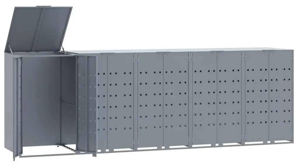 vidaXL Πλαίσιο Κάδων Απορριμμάτων 5 Κάδοι Γκρι 345x79x117 εκ. Ατσάλι