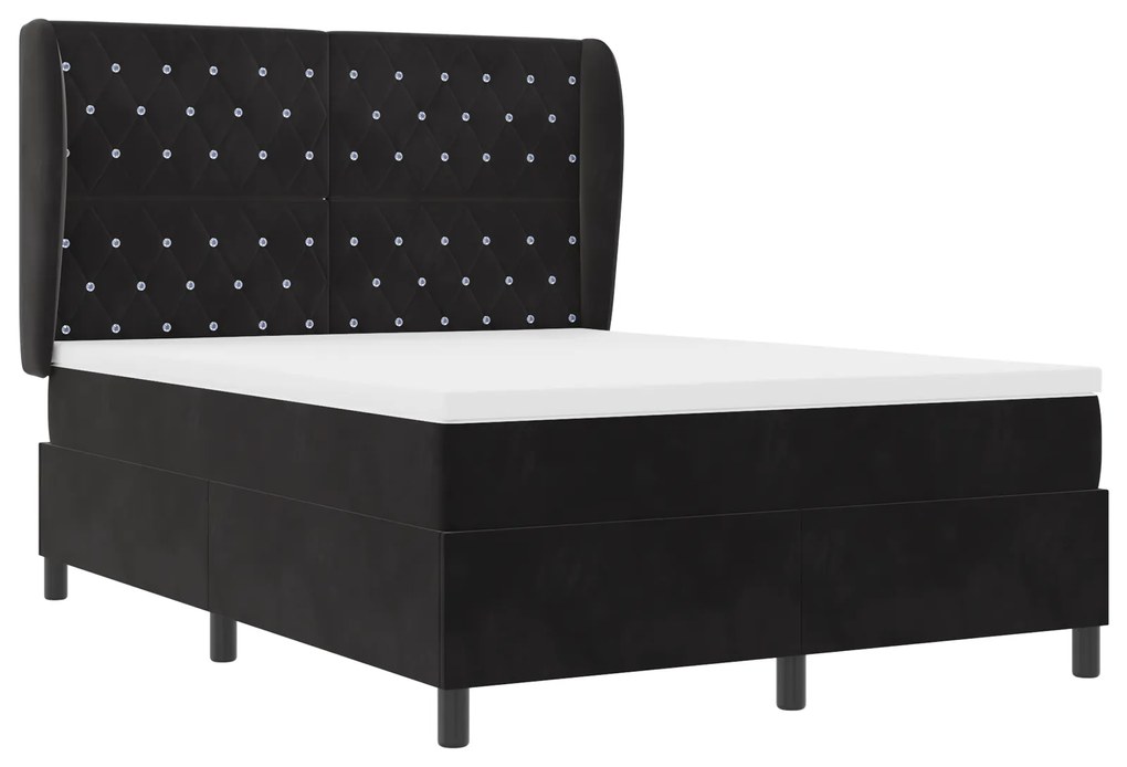 vidaXL Κρεβάτι Box Spring με Στρώμα Μαύρο 160x200 cm Βελούδο