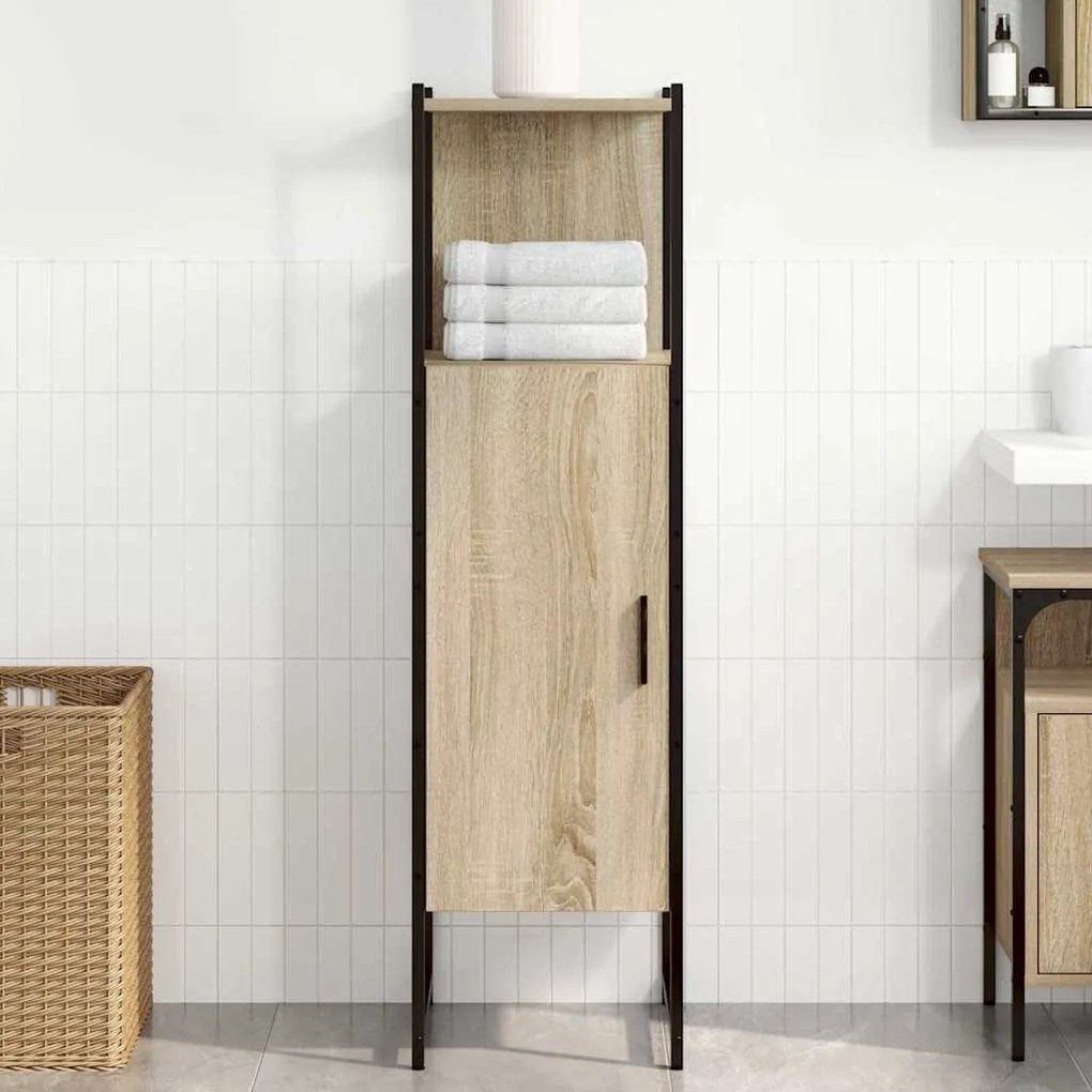 vidaXL Ντουλάπι Μπάνιου Μπεζ 33 x 33 x 120.5 εκ. Επεξεργασμένο ξύλο