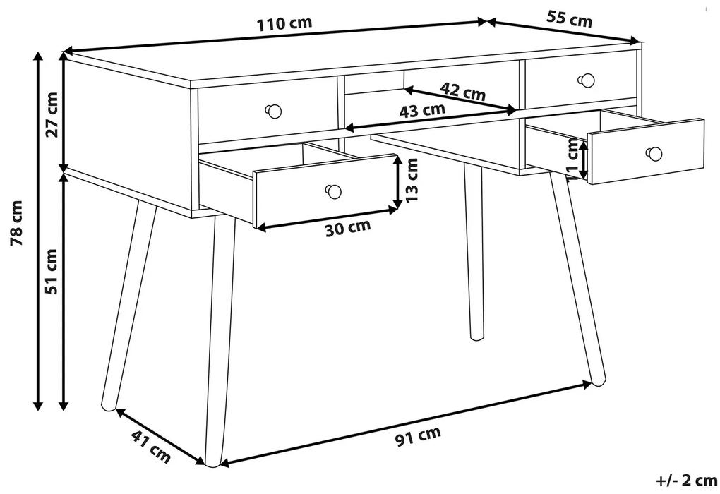 Τραπέζι γραφείου Berwyn 408, Με συρτάρια, 78x110x55cm, 30 kg, Άσπρο, Ανοιχτό χρώμα ξύλου, Ξύλο: Πεύκο | Epipla1.gr