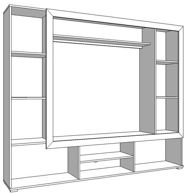 Κέντρο Ψυχαγωγίας - Σύνθεση Lorca Λευκός Δρύς - Μαύρο 195.5x3x171.5 εκ.