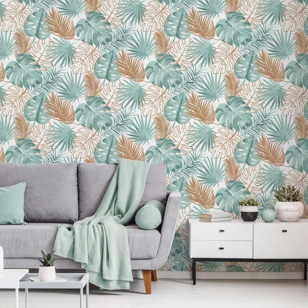 DUTCH WALLCOVERINGS Ταπετσαρία Τοίχου Φύλλα Μονστέρα Πράσινη - Πράσινο