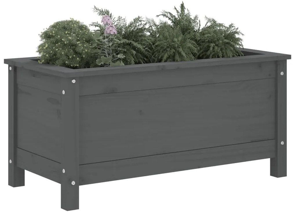 vidaXL Ζαρντινιέρα Γκρι 82,5 x 40 x 39 εκ. από Μασίφ Ξύλο Πεύκου