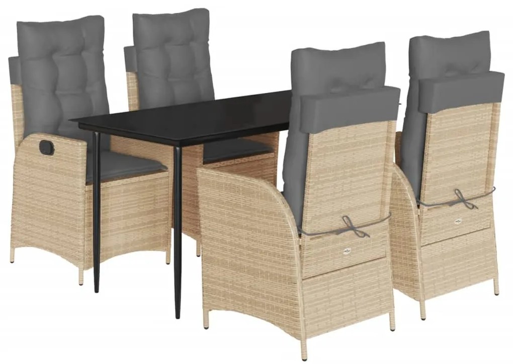 vidaXL Σετ Τραπεζαρίας Κήπου 5 τεμ. Μπεζ Συνθετικό Ρατάν με Μαξιλάρι