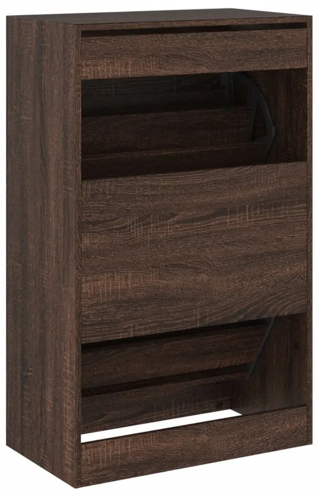 vidaXL Παπουτσοθήκη Καπνιστή Δρυς 60x34x96,5εκ. από Επεξεργασμένο Ξύλο