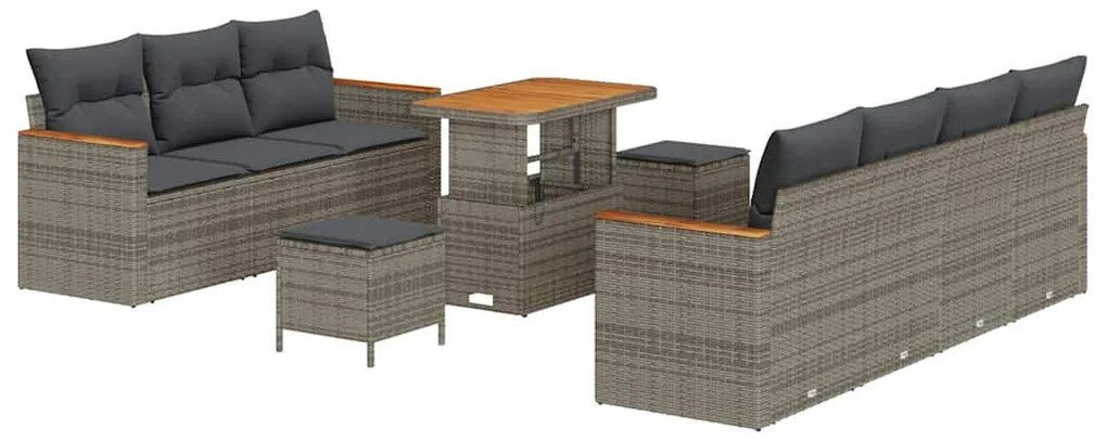 vidaXL Σετ Καναπέ Κήπου 10 pcs Γκρι συνθετικό ρατάν