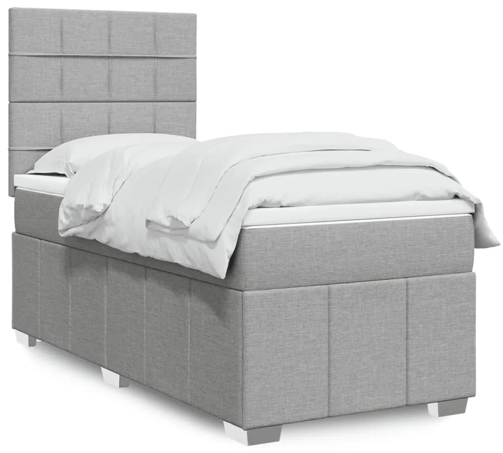 vidaXL Κρεβάτι Boxspring με Στρώμα Ανοιχτό Γκρι 80x200 εκ. Υφασμάτινο