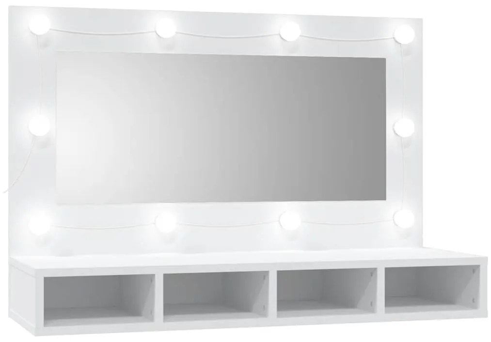 vidaXL Έπιπλο Καθρέπτη με LED Λευκό 90x31,5x62 εκ.