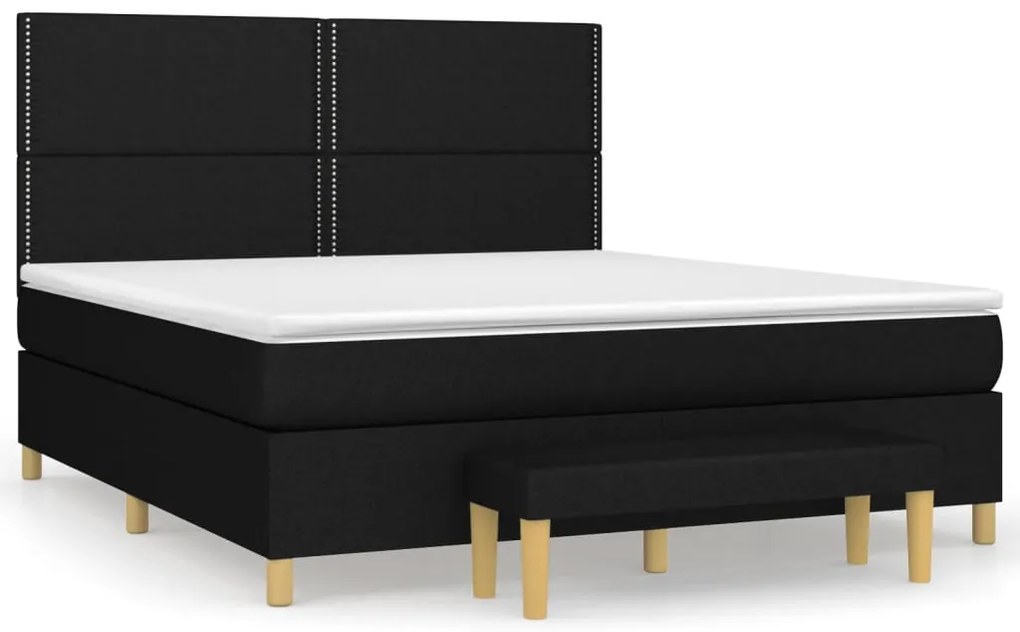 vidaXL Κρεβάτι Boxspring με Στρώμα Μαύρο 160x200 εκ. Υφασμάτινο