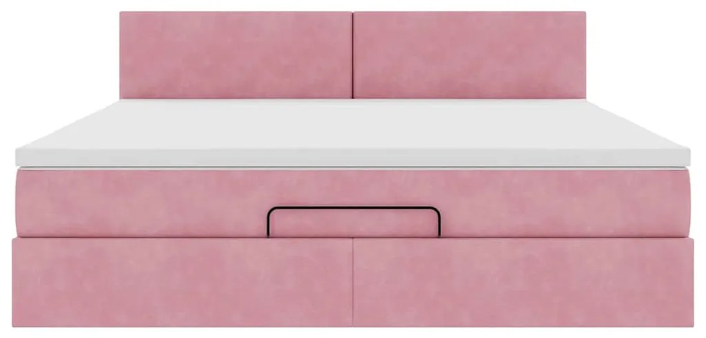 vidaXL Οθωμανικό κρεβάτι με στρώμα ροζ 160x200cm Βελούδο
