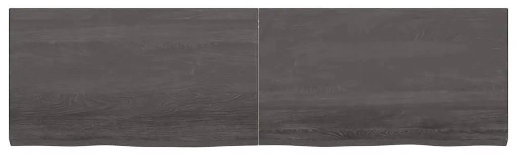 Ράφι Τοίχου Σκούρο Καφέ 180x50x(2-4) εκ. Επεξ. Μασίφ Ξύλο Δρυός - Καφέ