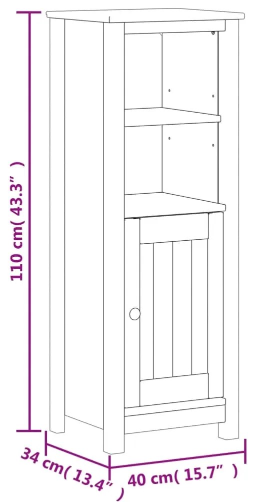 Ντουλάπι Μπάνιου BERG Λευκό 40 x 34 x 110 εκ. Μασίφ Ξύλο Πεύκου - Λευκό