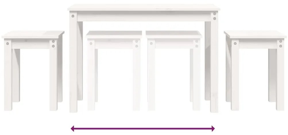 Τραπεζάκια Ζιγκόν 3 τεμ. Λευκά από Μασίφ Ξύλο Πεύκου - Λευκό