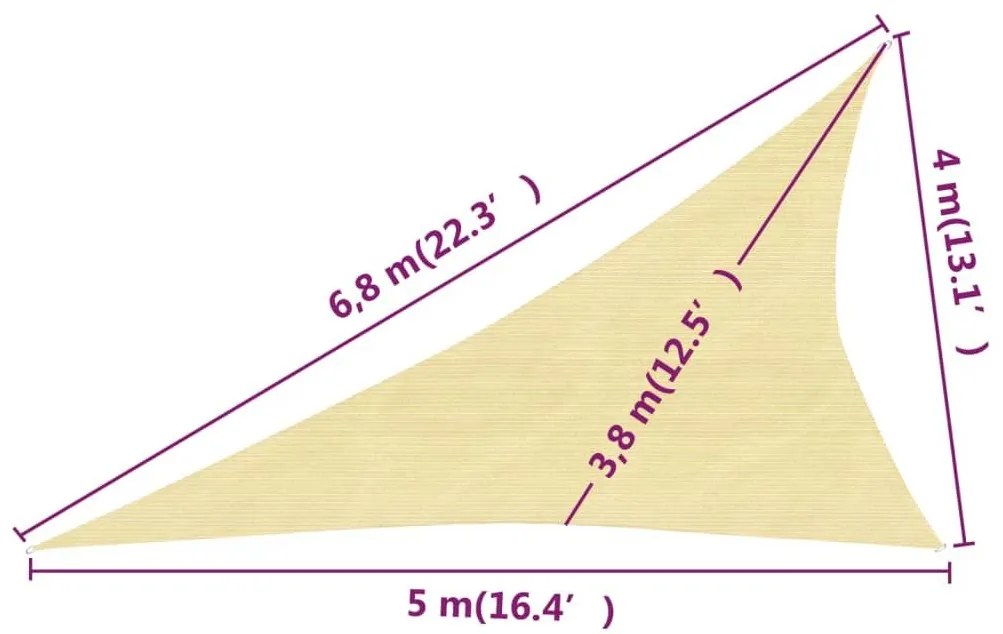 Πανί Σκίασης Μπεζ 4 x 5 x 6,8 μ. από HDPE 160 γρ./μ² - Μπεζ