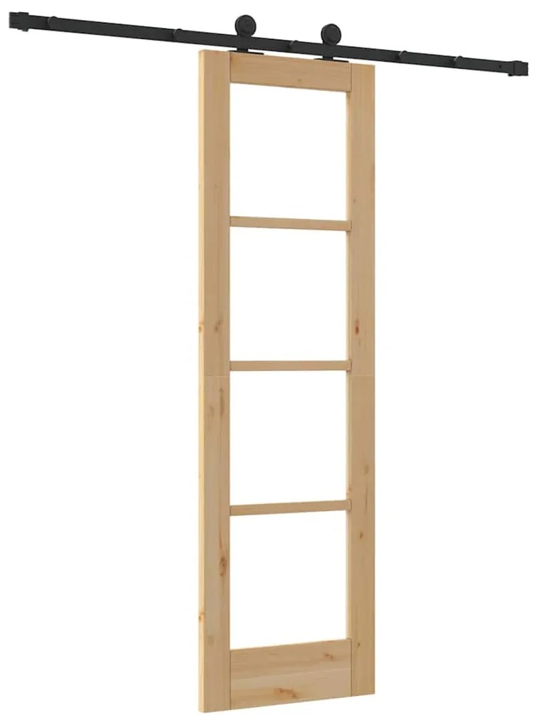 vidaXL Συρόμενη Πόρτα Καφέ 61 x 198.5 εκ. Ξύλο και μέταλλο