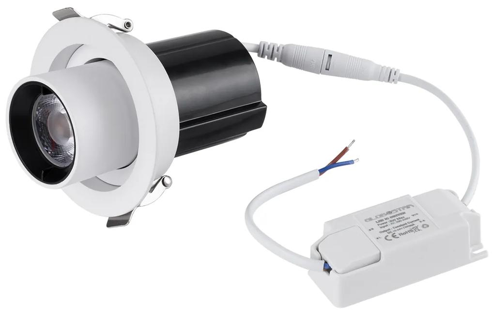 GloboStar VIRGO-S 60302 Χωνευτό LED Spot Downlight TrimLess Φ9cm 7W 910lm 36° AC 220-240V IP20 Φ9cm x Υ9cm - Στρόγγυλο - Λευκό με Μαύρο Κάτοπτρο - Φυσικό Λευκό 4500K - Bridgelux COB - 5 Years Warranty