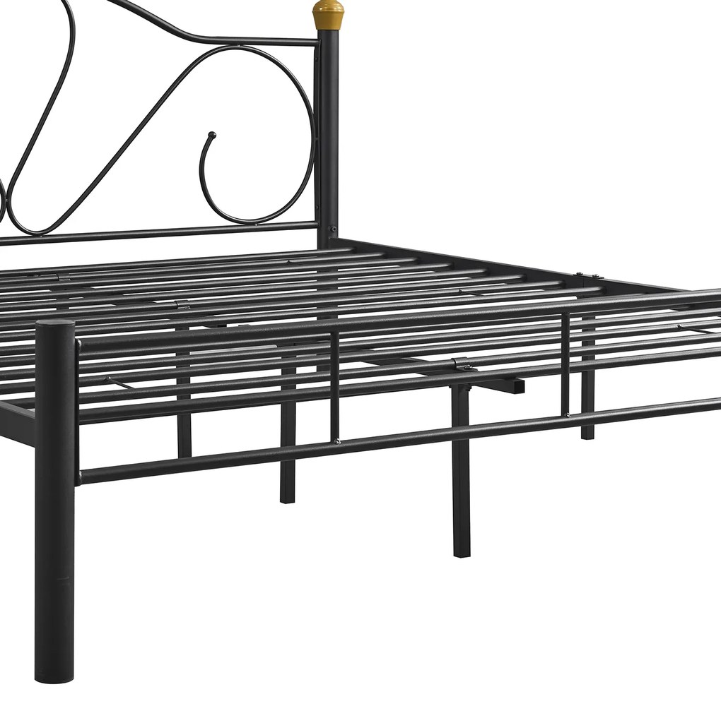 Κρεβάτι Υπέρδιπλο ArteLibre MOONRISE Μαύρο Μέταλλο Για Στρώμα 160x200cm