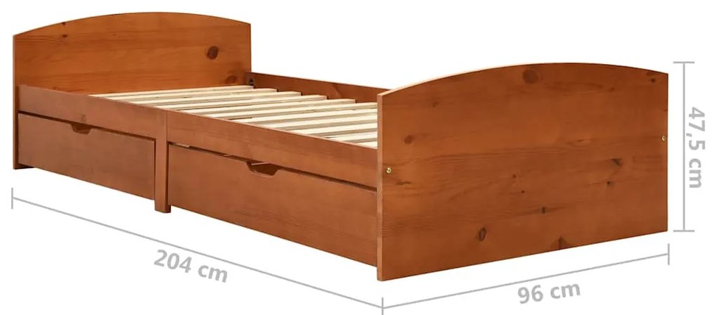 vidaXL Πλαίσιο Κρεβατιού Καφέ Μελί 90 x 200 εκ. από Μασίφ Ξύλο Πεύκου