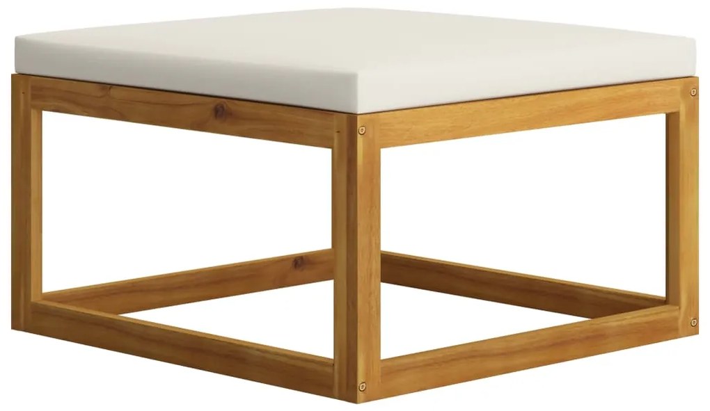 vidaXL Υποπόδιο απο Μασίφ Ξύλο Ακακίας με Κρεμ Μαξιλάρι